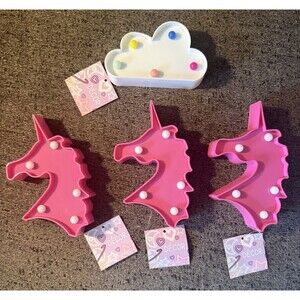 3 Unicorn 1 Cloud 3D Night LED Light Lamp Baby Shower Party Baby Kid BedRoom